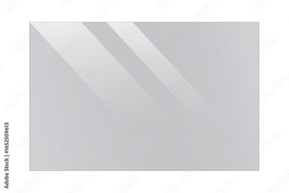 Poster realistic shiny transparent grey glass plate with light glare and screen reflection effect on isolat
