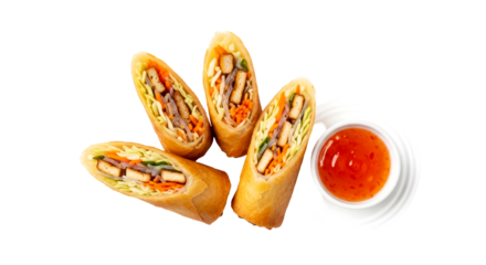 transparent background spring rolls isolated asian food image for menus