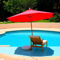 Fototapeta premium A sundrenched swimming pool is surrounded