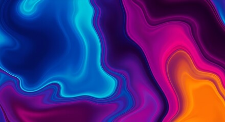 Abstract fluid art with vibrant blue purple and orange colors creating a swirling pattern design