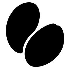 Graphic illustration of two coffee beans displayed in silhouette format