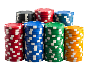 stack of colorful poker casino chips isolated on transparent background PNG FILE