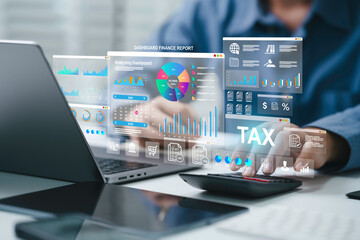 Tax planning dashboard with Taxation, and financial data for tax online payment on...