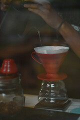 brewing Arabica coffee using the manual brew method, V60