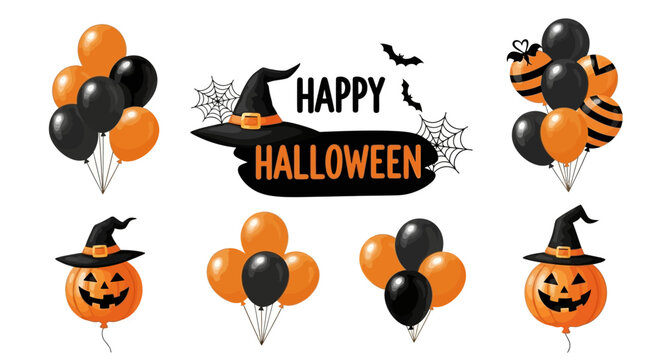 Celebrate spooky Halloween fun with festive orange and black balloons and jack-o'-lantern decorations