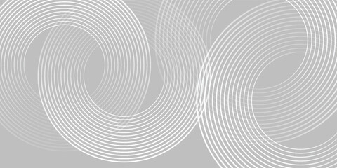 Abstract white glowing geometric lines on gray background. Modern shiny blue circle lines pattern. Futuristic technology concept modern