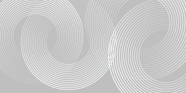 Abstract white glowing geometric lines on gray background. Modern shiny blue circle lines pattern. Futuristic technology concept modern