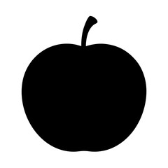 Silhouette of a Ripe and Juicy Apple with a Small Stem