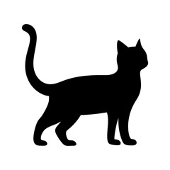 Stylish Silhouette of a Graceful Cat, Standing Proudly on White Background