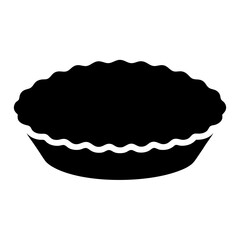 Black silhouette illustration of a whole pie, potentially pumpkin, apple, or pecan.