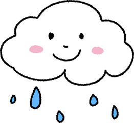 귀여운 구름과 비 라인 아트 일러스트