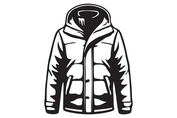 Winter jackets art silhouette vector on white background 