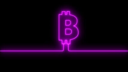 Glowing Bitcoin symbol over world digital map. Futuristic cryptocurrency, blockchain, global finance, and digital technology animation.