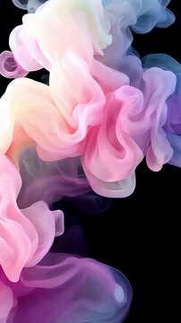 Abstract swirling colorful smoke or ink in water with a dark background, creating a beautiful and artistic effect.