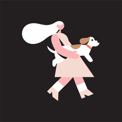 Woman holding her pet dog