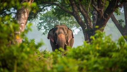 Fototapeta premium Majestic elephant in lush forest