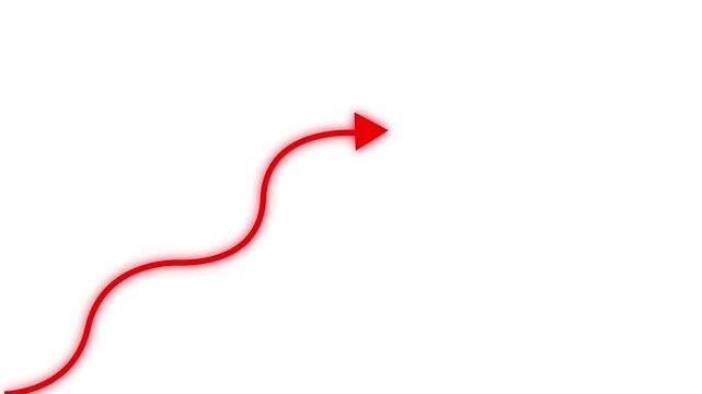 Marketing statistics Chart arrow still goes up seamless loop with character. Red graph rising animation on white background.
