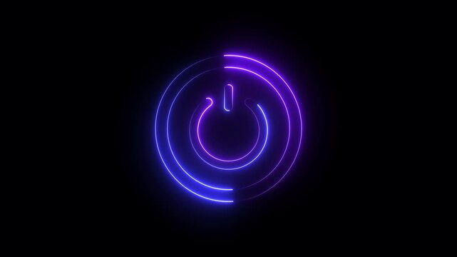 power button icon animation glowing neon start up , shutdown screen turn on off button. .Power Button icon animation.. - Powered by Adobe