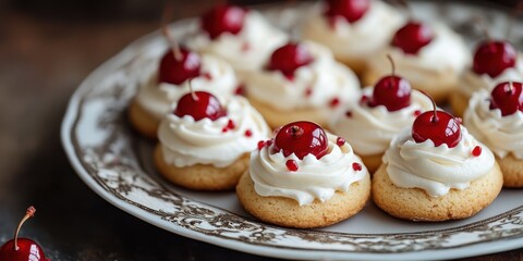 Delicious cherry topped cookies with creamy frosting.