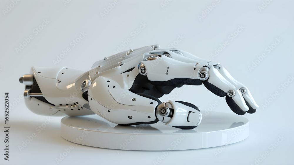 Poster sleek futuristic robotic hand with intricate joint articulation showcasing advanced engineering and 
