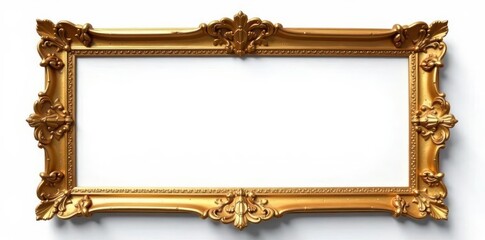 Elegant ornate gold vintage frame isolated on white , antique, wood