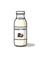 Fresh coconut dairy-free milk in an illustrated glass bottle vector