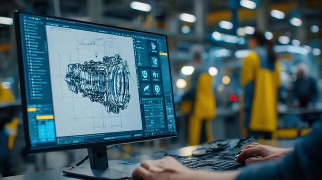 Precision Engineering: Capturing the essence of modern engineering, this image showcases a detailed computer-aided design (CAD) blueprint of a mechanical component.