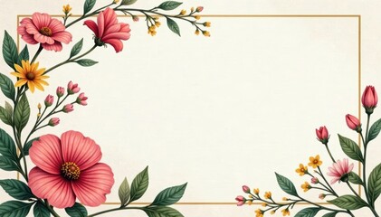 Rustic flower wedding menu card, wildflowers and greenery, party, simple, event