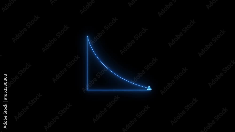 Poster glowing blue color neon business chart arrow with upward and down animation on black background. ris