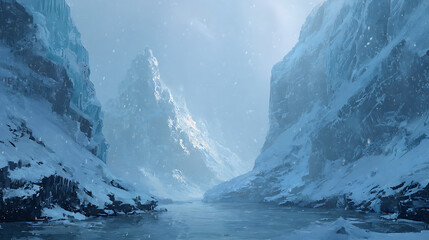 Ultra-Realistic Ice Cliffs and Secret Fjord – Stock-Ready Painting