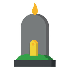 Obraz premium Spooky grey stone gravestone with flickering candlelight perfect for halloween celebrations and spooky themes