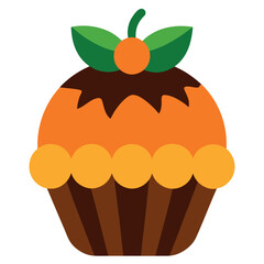 Whimsical halloween pumpkin cupcake with vibrant orange frosting and rich chocolate details perfect for festive seasonal designs
