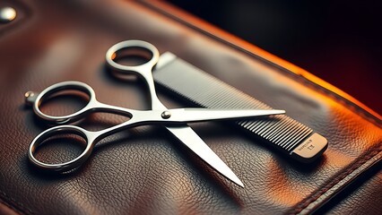 Barber tools neatly arranged, highlighting precision and elegance in grooming.