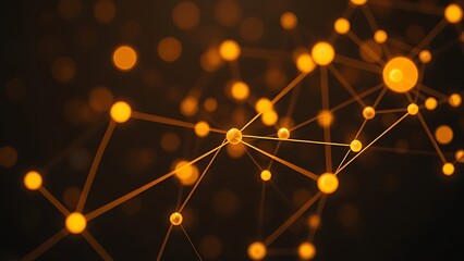 Abstract network of glowing nodes and lines in warm tones against a dark sophisticated backdrop.