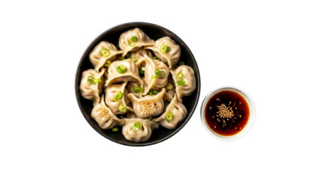 delicious dumplings with dipping sauce transparent background image