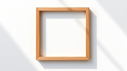 Slim wooden frame on a textured white surface, showcasing natural shadows and minimalist design.