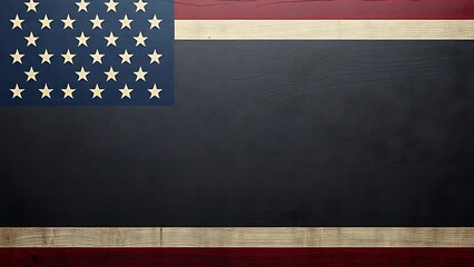 Vintage American flag border framing a dark slate surface, combining rustic and patriotic elements.