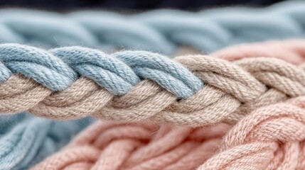 Close Up Knitted Wool Texture with Pastel Color Pattern for Textile Design, Craft Branding and Seasonal Promotion Backgrounds.