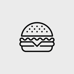 Fototapeta premium Black outline hamburger icon on a subtle grey background symbol fast food