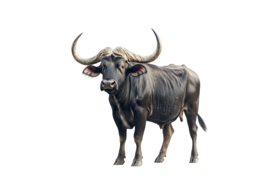 Strong buffalo side pose isolated on transparent background