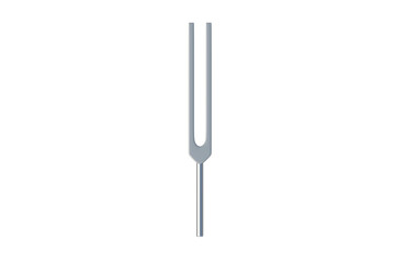 One tuning fork isolated on white background. Top view. 3d render