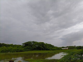 storm clouds over lake