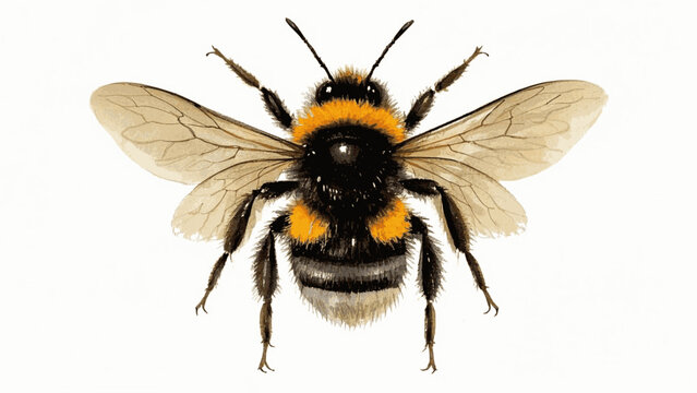 Velvet Drone:European Bumblebee isolated watercolor vector illustration svg