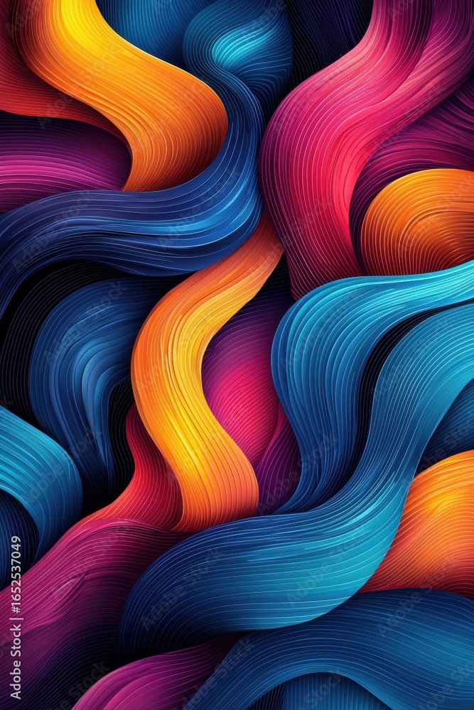 Aufkleber abstract colorful wave pattern with vibrant flowing shapes and gradients