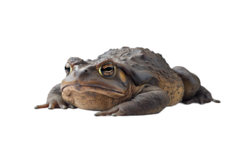 Fat cane toad resting isolated on transparent background