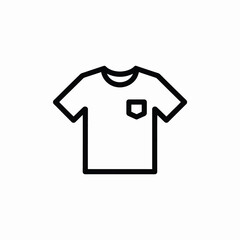 Black outline icon of at-shirt with a pocket on white clothing apparel