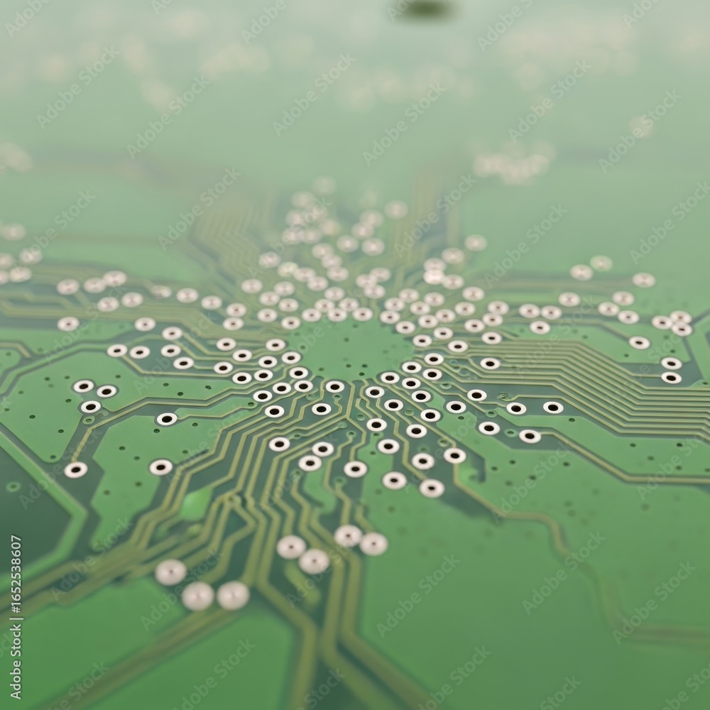 Poster electronic circuit board with detailed tracks and components pattern view