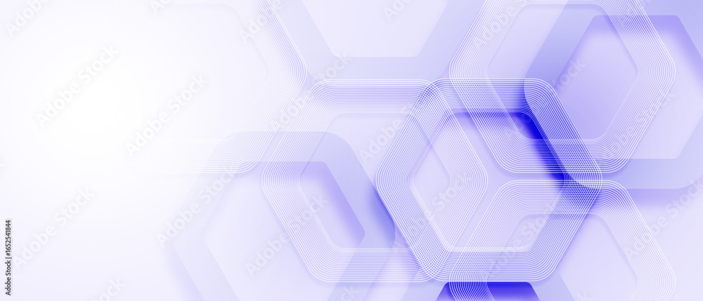 Poster minimalistic purple abstract background with hexagonal lines and soft gradients