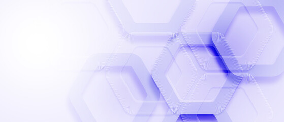 Minimalistic purple abstract background with hexagonal lines and soft gradients