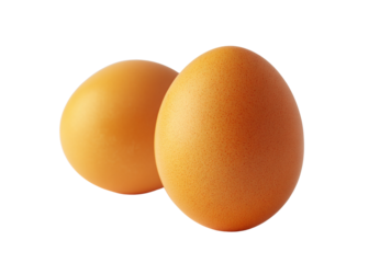 Two brown eggs isolated on transparent background
